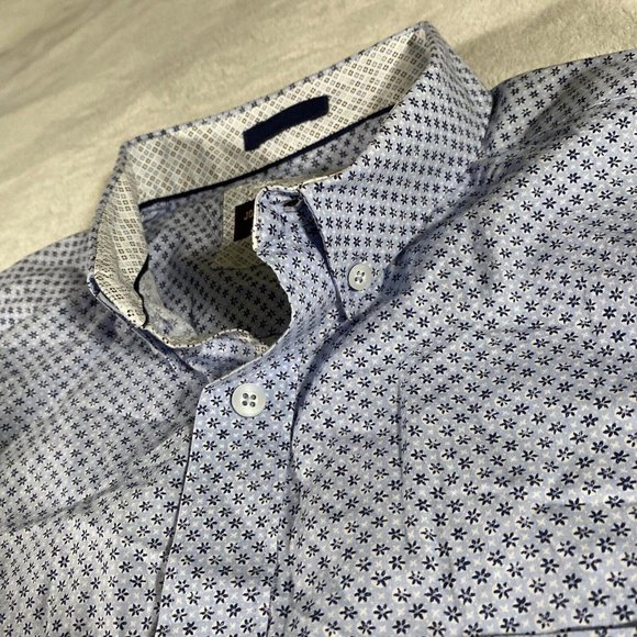 Johnston & Murphy Blue Patterned Casual Button Down Shirt - Picture 2 of 8